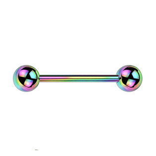 Piercing do jazyka - duhový, 1,6 x 19 mm