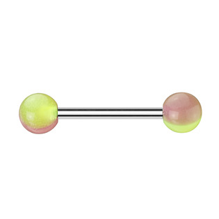 Piercing do jazyka - svítící ve tmě, barva svítivě žlutá/růžová