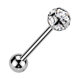Piercing do jazyku - kulička s čirými zirkony