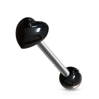 Piercing do jazyku - srdíčko, barva černá