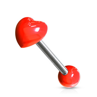 Piercing do jazyku - srdíčko, barva červená
