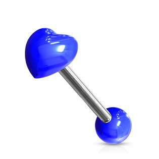 Piercing do jazyku - srdíčko, barva modrá