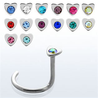 Piercing do nosu - srdíčko, růžová barva
