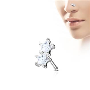 Piercing do nosu hvězdičky, čiré kamínky