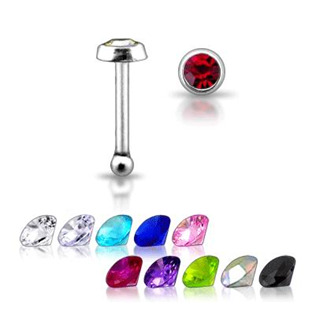 Piercing do nosu, zelený zirkon