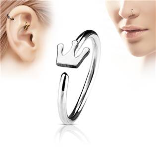 Piercing do nosu/ucha kruh s korunkou