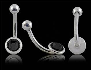 Piercing do obočí - černý zirkon