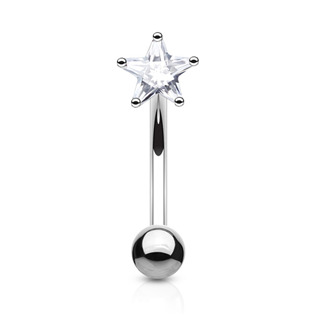 Piercing do obočí - zirkon, čirá barva