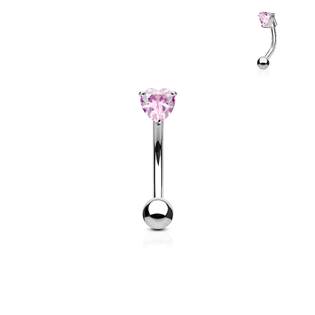 Piercing do obočí - zirkon, růžová barva