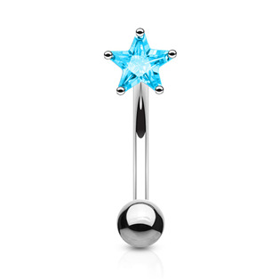 Piercing do obočí - zirkon, tyrkysová barva