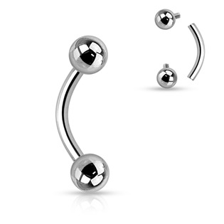 Piercing do obočí Titan, 1,2 x 8 mm, kuličky 5 mm