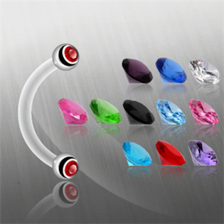 Piercing do obočí, tyrkysový kamínek