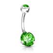 Piercing do pupíku - zelené zirkony