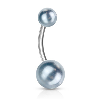 Piercing do pupíku - perličky, světle modrá barva