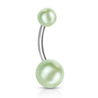 Piercing do pupíku - perličky, světle zelená barva