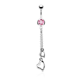 Piercing do pupíku - růžový zirkon