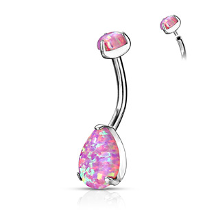Piercing do pupíku - TITAN, růžový opál