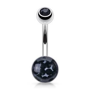 Piercing do pupíku Crystals from Swarovski®, černá barva