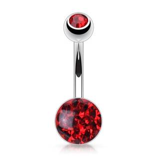 Piercing do pupíku Crystals from Swarovski®, červená barva