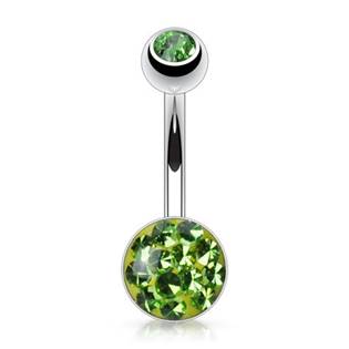 Piercing do pupíku Crystals from Swarovski®, zelená barva