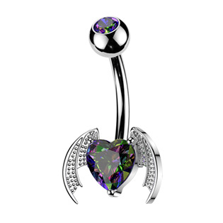 Piercing do pupíku okřídlené srdce
