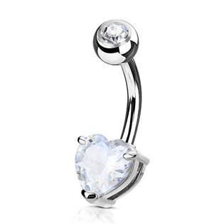 Piercing do pupíku srdce, barva: čirá