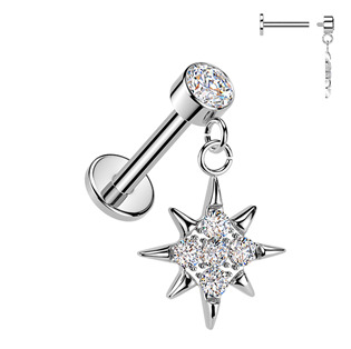Piercing do ucha - labreta hvězda 1,2 x 8 mm