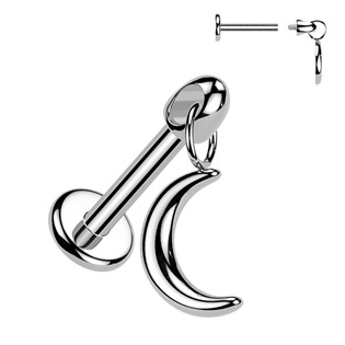 Piercing do ucha - labreta měsíc TITAN, 1,2 x 6 mm