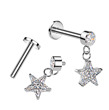Labreta piercing do ucha s hvězdičkou 