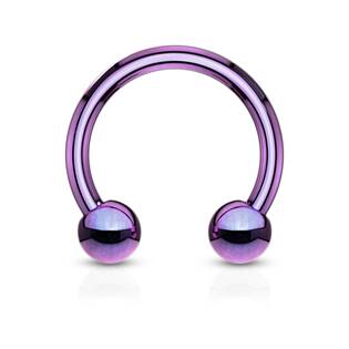 Piercing podkova, barva fialová, rozměr 1,0 x 8 mm, kuličky 3 mm