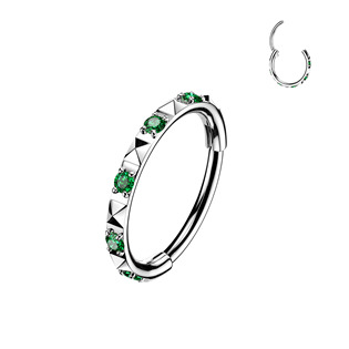 Piercing segment kruh TITAN se zelenými zirkony