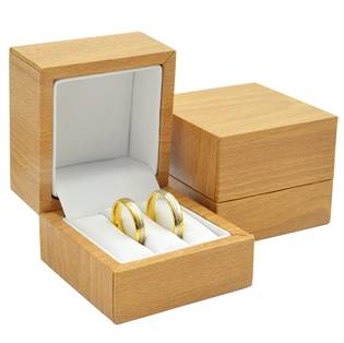 Plastová krabička na snubní prsteny - imitace dřeva