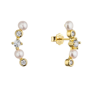 Pozlacené náušnice s říčními perlami