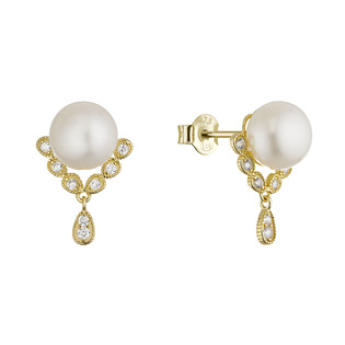 Pozlacené ozdobné náušnice s říční perlou