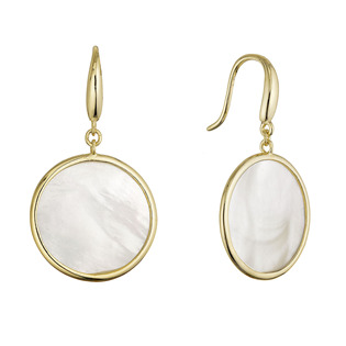 Pozlacené stříbrné náušnice kolečka s perletí