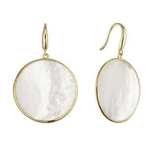 Pozlacené stříbrné náušnice větší kolečka s perletí