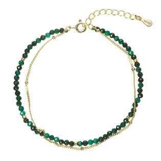 Pozlacený dvojitý náramek s malachity