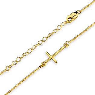 Pozlacený stříbrný náhrdelník - křížek