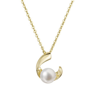 Pozlacený stříbrný náhrdelník s říční perlou