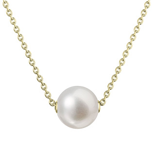 Pozlacený stříbrný náhrdelník s říční perlou na řetízku