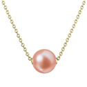 Pozlacený stříbrný náhrdelník s růžovou říční perlou na řetízku