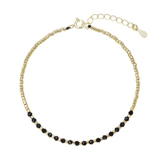 Pozlacený stříbrný náramek s černými spinely
