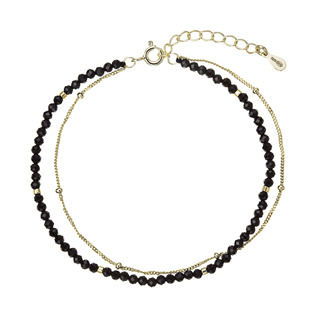 Pozlacený stříbrný náramek s černými spinely
