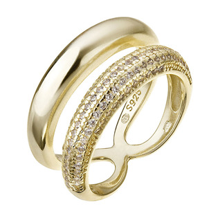 Pozlacený stříbrný prsten se zirkony