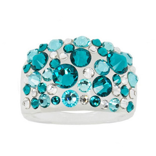 Prsten SWAROVSKI® elements - Blue Zircon, vel. 56