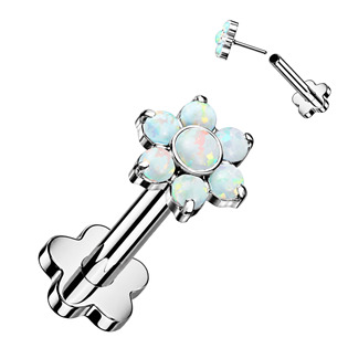 PUSH IN piercing do brady / ucha TITAN 1,2 x 8 mm, bílý opál