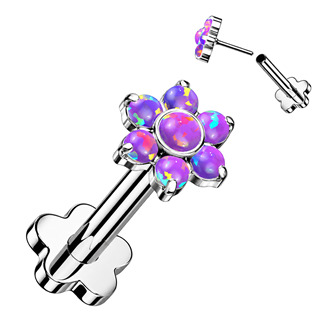 PUSH IN piercing do brady / ucha TITAN 1,2 x 8 mm, fialový opál