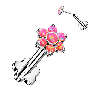 PUSH IN piercing do brady / ucha TITAN 1,2 x 8 mm, růžový opál