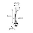 PUSH IN piercing do obočí titan rozměry