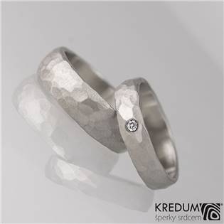 Ručně kované ocelové prsteny Natura Diamant - 1 pár